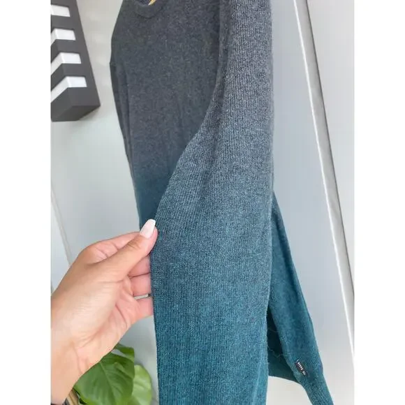 TED BAKER turquoise gray gradient cotton wool pullover sweater knit top - Picture 5 of 9